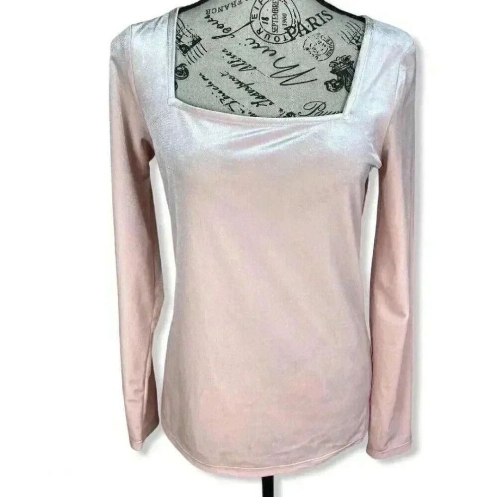 Halogen square neck velvet pink top- XS
